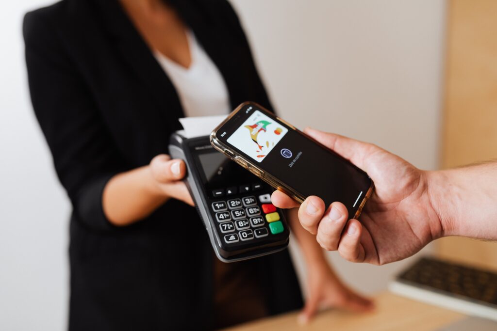 A person making payment with smartphone
